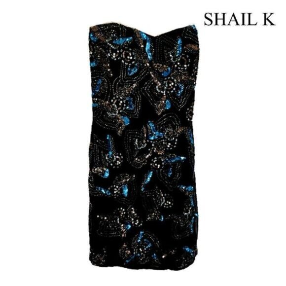 Shail K Women's Strapless Sequin Short Cocktail Dress  Hand‎ Beaded Prom gown - Picture 2 of 8